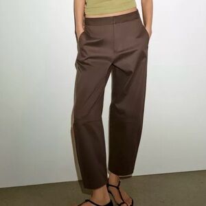 Zara Wide-Leg Trousers in Dark Brown